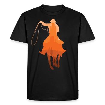 Cowboy Sunset Vintage Western Landscape Cheval - T-shirt Premium bio Homme - noir - Devant - Nico (187cm)