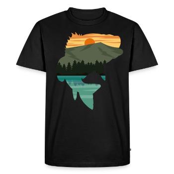 Amoureux de la pêche Nature Paysage Bass Pêcheur - T-shirt Premium bio Homme - noir - Devant - Nico (187cm)