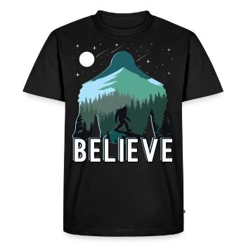 Croyez en Bigfoot Silhouette Sasquatch - T-shirt Premium bio Homme - noir - Devant - Nico (187cm)