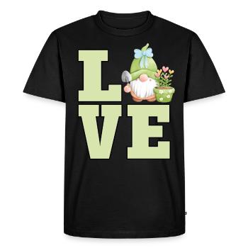 Mignon jardin Gnome Lover Drôle de plante à fleurs - T-shirt Premium bio Homme - noir - Devant - Nico (187cm)