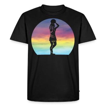 Netball Player Cadeau Rétro Coucher de Soleil Netball Amoureux - T-shirt Premium bio Homme - noir - Devant - Nico (187cm)