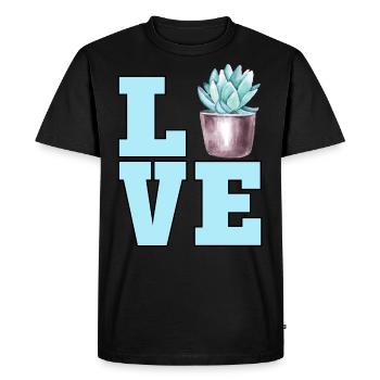 House Plant Lover Funny Cute Cactus Succulent - Men's Premium Organic T-Shirt - black - Front - Nico (187cm)