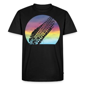 Mudding Retro Sunset Cute Mudding Tire Track VTT - T-shirt Premium bio Homme - noir - Devant - Nico (187cm)