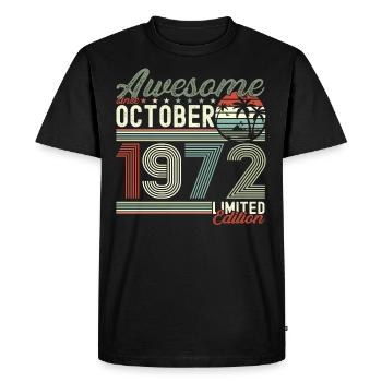 Awesome October 1972 50th Birthday Gift - Men's Premium Organic T-Shirt - black - Front - Nico (187cm)