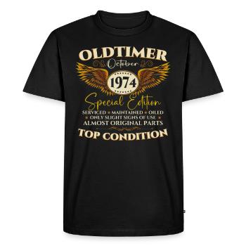 Oldtimer October 1974 48th birthday gift - Men's Premium Organic T-Shirt - black - Front - Nico (187cm)