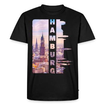 Hamburg Germany City Skyline Home Love - Men's Premium Organic T-Shirt - black - Front - Nico (187cm)