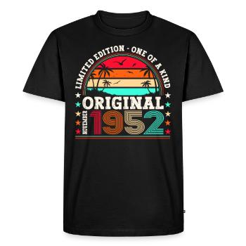 Original November 1952 70th birthday gift - Men's Premium Organic T-Shirt - black - Front - Nico (187cm)