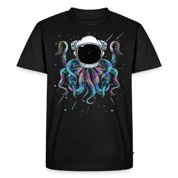 Psychedelic Octopus Outer Space Kraken Cosmic - Men's Premium Organic T-Shirt - black - Front - Nico (187cm)