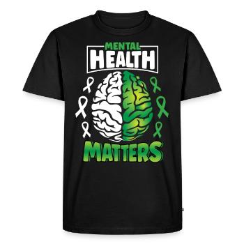 Mental Health Matters Spread Awareness Brain - Men's Premium Organic T-Shirt - black - Front - Nico (187cm)