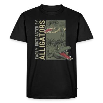 Easily Distracted By Alligators Funny Alligator - Men's Premium Organic T-Shirt - black - Front - Nico (187cm)