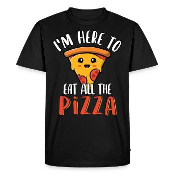 Je suis ici pour manger toute la tranche de pizza mignonne drôle - T-shirt Premium bio Homme - noir - Devant - Nico (187cm)