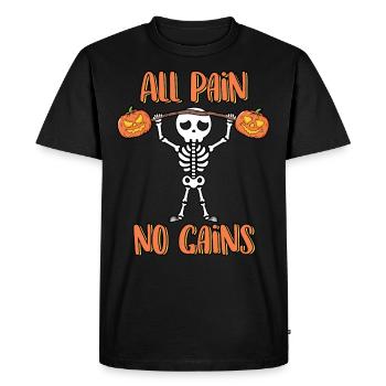 Toute la douleur ne gagne pas de squelette drôle Halloween - T-shirt Premium bio Homme - noir - Devant - Nico (187cm)