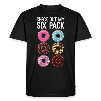 Check Out My Six Pack Funny Donut Lover Dad BOD - Men's Premium Organic T-Shirt - black - Front - Nico (187cm)