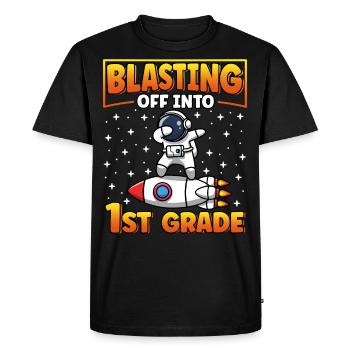 Retour à l’école en 1ère année - T-shirt Premium bio Homme - noir - Devant - Nico (187cm)