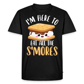 Je suis ici pour manger tous les S’mores mignons drôles - T-shirt Premium bio Homme - noir - Devant - Nico (187cm)