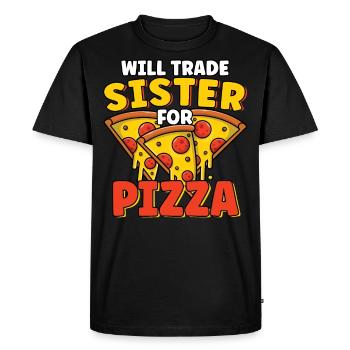 Échangera sa sœur contre un amateur de pizza drôle de frère - T-shirt Premium bio Homme - noir - Devant - Nico (187cm)