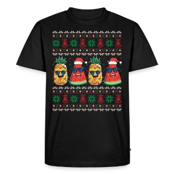 Christmas In July Pineapple Funny Ugly Christmas - Men's Premium Organic T-Shirt - black - Front - Nico (187cm)