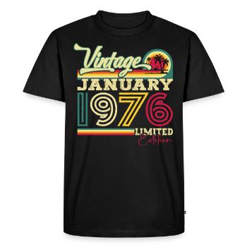 Né 1976 Janvier 47e anniversaire Homme cadeau - T-shirt Premium bio Homme - noir - Devant - Nico (187cm)