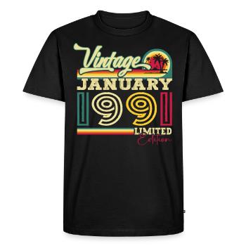 Né 1991 Janvier 32ème anniversaire Homme cadeau - T-shirt Premium bio Homme - noir - Devant - Nico (187cm)
