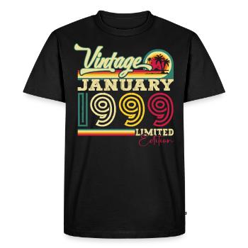 Né le 24 janvier 1999 Gift Man - T-shirt Premium bio Homme - noir - Devant - Nico (187cm)