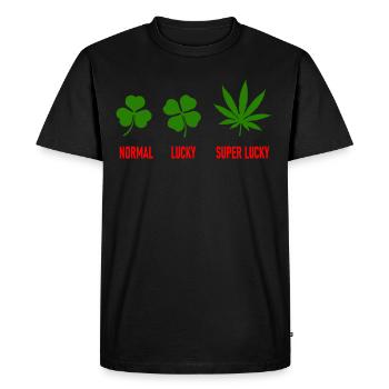 CANNABIS - NORMAL LUCKY SUPER LUCKY - WEED - T-shirt Premium bio Homme - noir - Devant - Nico (187cm)