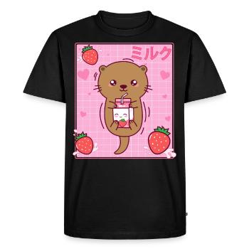 Kawaii Sea Otter Milkberry Milkberry Shake Otaku - T-shirt Premium bio Homme - noir - Devant - Nico (187cm)