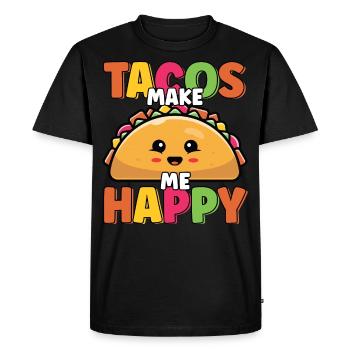 Les tacos me rendent heureux Mignon Drôle Taco Lover Cinco - T-shirt Premium bio Homme - noir - Devant - Nico (187cm)