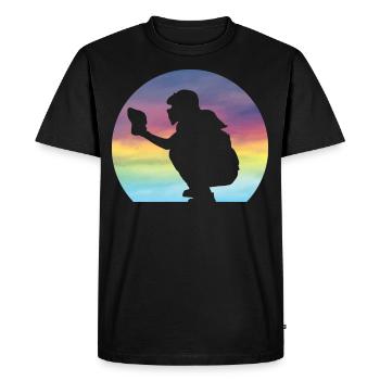 Women's Softball Catcher Silhouette Girls - Men's Premium Organic T-Shirt - black - Front - Nico (187cm)