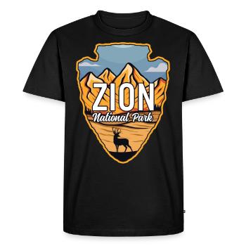 Parc national américain de Zion Arrowhead Deer Mountains - T-shirt Premium bio Homme - noir - Devant - Nico (187cm)
