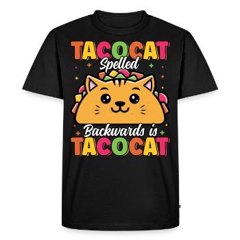 Kawaii Taco Cat Cute Tacocat Funny Taco Lover - Men's Premium Organic T-Shirt - black - Front - Nico (187cm)