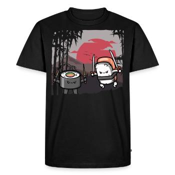 Drôle de sushi Samouraï Mignon Kawaii Sushi Lover - T-shirt Premium bio Homme - noir - Devant - Nico (187cm)