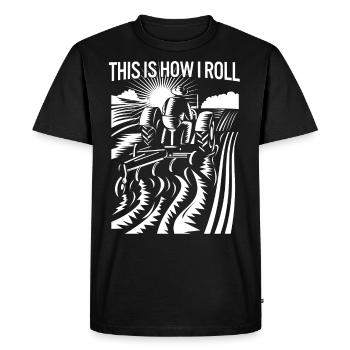 Voici comment je roule drôle de tracteur d’élevage agricole - T-shirt Premium bio Homme - noir - Devant - Nico (187cm)