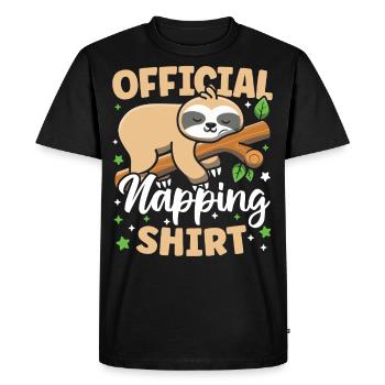 Official Napping Shirt Cute Kawaii Sleeping Sloth - Men's Premium Organic T-Shirt - black - Front - Nico (187cm)