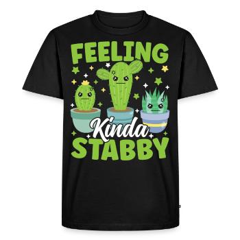 Se sentir un peu poignardé drôle Cactus Pun Succulent - T-shirt Premium bio Homme - noir - Devant - Nico (187cm)