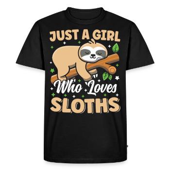 Just A Girl Who Loves Sloths Cute Kawaii Sleeping - Men's Premium Organic T-Shirt - black - Front - Nico (187cm)