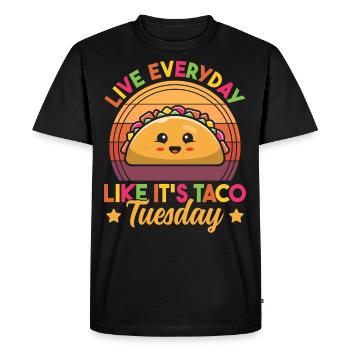 Vivez tous les jours comme si c’était Taco Tuesday Retro Funny - T-shirt Premium bio Homme - noir - Devant - Nico (187cm)