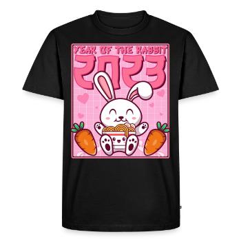 Année Du Lapin 2023 Ramen Pink Kawaii - T-shirt Premium bio Homme - noir - Devant - Nico (187cm)