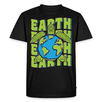 Groovy Planet Earth Day Sea Turtle Lover Ocean - T-shirt Premium bio Homme - noir - Devant - Nico (187cm)