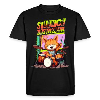 Drums Drums Silence Destroyer Cat Funny - T-shirt Premium bio Homme - noir - Devant - Nico (187cm)