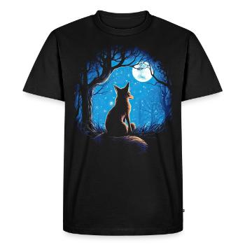 Fuchs Wald Mond Fabel Mythisch Märchen - Männer Premium Bio T-Shirt - Schwarz - Vorne - Nico (187cm)