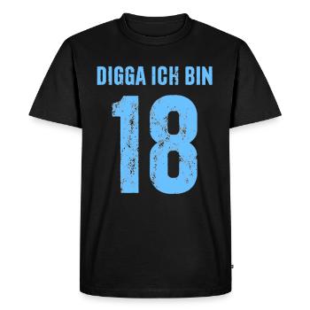 Digga Ich bin 18 - Geschenk zum 18. Geburtstag - Männer Premium Bio T-Shirt - Schwarz - Vorne - Nico (187cm)
