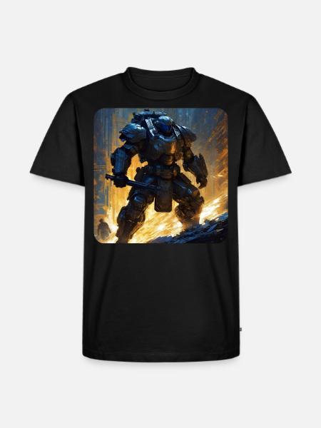Dunkler Cyborg Android Krieger - Männer Premium Bio T-Shirt - Schwarz