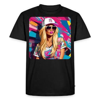 Fille blonde sexy portant des lunettes de soleil - T-shirt Premium bio Homme - noir - Devant - Nico (187cm)