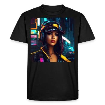 Cool Graffiti Hip Hop Girl Street avec écouteurs - T-shirt Premium bio Homme - noir - Devant - Nico (187cm)