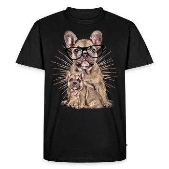 CHIEN avec lunettes Chien Chien Bulldog - T-shirt Premium bio Homme - noir - Devant - Nico (187cm)