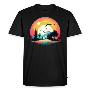 Coucher de soleil - T-shirt Premium bio Homme - noir - Devant - Nico (187cm)