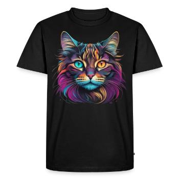 Cat Head - Men's Premium Organic T-Shirt - black - Front - Nico (187cm)