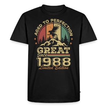 Anniversaire vintage 1988 - idée cadeau rétro 1988 - T-shirt Premium bio Homme - noir - Devant - Nico (187cm)