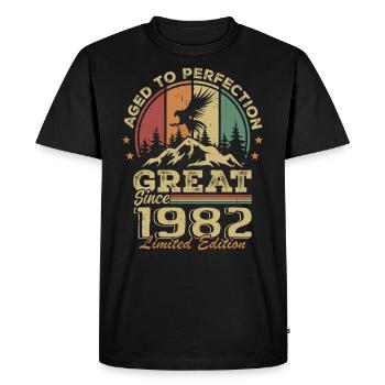Anniversaire vintage 1982 - idée cadeau rétro 1982 - T-shirt Premium bio Homme - noir - Devant - Nico (187cm)
