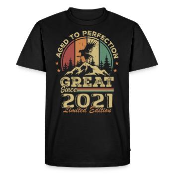 Anniversaire vintage 2021 - idée cadeau rétro 2021 - T-shirt Premium bio Homme - noir - Devant - Nico (187cm)